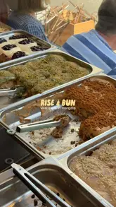 A short, energetic video showcasing the menu and various sweet and savory buns at Rise & Bun in Margate. The video features close-up shots of the food, including cinnamon buns, chocolate banana pudding buns, and pizza buns, alongside iced coffee options.