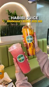 A promotional reel for Habibi Juice in Birmingham, featuring a montage of their fresh juices, milkshakes, and various desserts set against the backdrop of their modern, well-decorated interior.