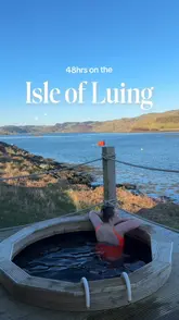 A travel vlog documenting a 48-hour stay at WildLuing on the Isle of Luing, Scotland. The video highlights the accommodation, scenic views, breakfast, and activities like wild swimming and using the sauna.