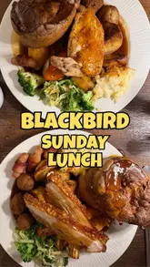 A vlogger visits The Blackbird in Ponteland to review their Sunday lunch, showcasing the historic venue, the variety of roast meats available, and the overall dining experience.