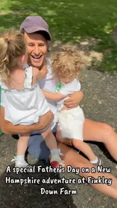 A family vlog showcasing a day out at Finkley Down Farm, featuring children interacting with animals and playing in the play areas.