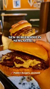 A short, fast-paced montage showcasing a new burger spot in Jesmond, featuring close-ups of smash burgers, truffle fries, the menu, and the venue interior.