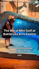 A video tour and review of 'The Art of Mini Golf' exhibition at the Battersea Arts Centre, featuring the creator playing the course and explaining the history of mini golf.