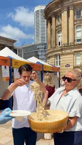 A fast-paced montage showcasing various food and drink offerings at the Colmore Food Festival in Birmingham, highlighting dishes like pork belly, chicken skewers, truffle pasta, and champagne.