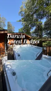 A fast-paced, well-edited montage showcasing a family staycation at Darwin Forest Lodges. The video highlights the accommodation, including the hot tub and lodge interior, alongside a wide range of on-site activities such as swimming, cycling, mini-golf, and playground fun. It concludes with a family BBQ scene, effectively demonstrating the venue's suitability for a family getaway.