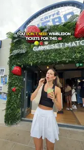 A promotional vlog showcasing a tennis-themed pop-up at a Caffè Nero location in Wimbledon, featuring exclusive matcha drinks, branded merchandise, and a claw machine game.