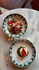 A short, aesthetic montage showcasing the lunch menu and interior of La Bellezza in Birmingham. The video features close-ups of various Italian dishes, cocktails, and the restaurant's distinctive decor, highlighting their new set lunch menu.