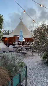 A listicle-style reel showcasing six different dining and activity venues across Cornwall, featuring a variety of cuisines including burgers, pizza, and Italian-American dishes, alongside casual dining settings.