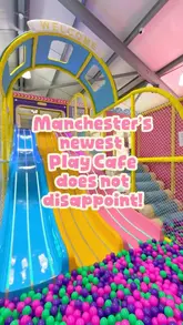 A short, upbeat video tour of Epicland, a new soft play cafe in Manchester, highlighting the various play zones, slides, and interactive areas designed for children.