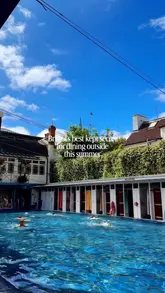 A short, aesthetic montage showcasing a Bristol Lido, highlighting the outdoor swimming pool, poolside dining area, and a selection of Mediterranean-style dishes and cocktails.