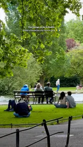 A short, aesthetic montage showcasing St. Stephen's Green in Dublin, featuring shots of the park's greenery, pond, and visitors relaxing.