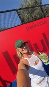 A creator visits the new Lululemon store at the Trafford Centre, showcasing the interior and the brand's new Padel club pop-up, where she participates in a stretch session and plays a game.