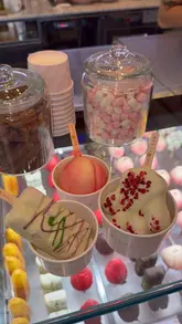 A short, visually-driven video showcasing new gelato stick flavors at Snowflake Gelato, including the Snow Peach, Ube Matcha, and Polar Paw, alongside a matcha drink.