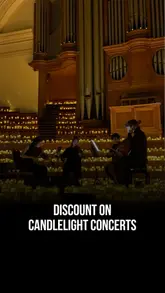 A promotional video for Candlelight Concerts in London, featuring musicians performing in a candlelit venue.