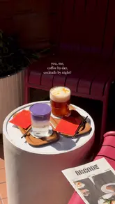 A short, aesthetic montage showcasing specialty coffee and cocktail drinks at Studio Coffee in Covent Garden, highlighting the transition from day to night.