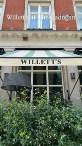 A montage video showcasing the interior, drinks, and food offerings at Willett's at The Cadogan. The video features a variety of shots including cocktails, tea service, and plated dishes, set to music with text overlays identifying the venue and chef.