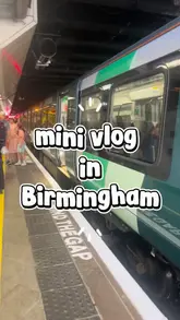A mini-vlog documenting a weekend trip to Birmingham, featuring train travel, shopping at Primark, a visit to a food hall, a cinema experience at Everyman, and a stay at a Holiday Inn.