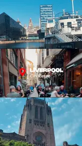 A fast-paced travel vlog documenting a day out in Liverpool, visiting a bakery, the Anglican Cathedral, an entertainment venue, an Indian restaurant, and a cocktail bar.