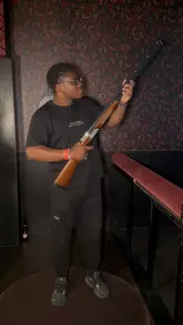 The video provides a quick, energetic tour of Clays in Canary Wharf, highlighting the social atmosphere, the digital clay pigeon shooting experience, and the food and drink offerings. It effectively captures the vibe of a fun group outing.