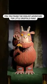 A montage showcasing The Gruffalo Discovery Land at Twycross Zoo, featuring animatronic characters, interactive educational boards, and sensory play areas designed for children.