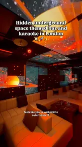 A promotional video for U9, a space-themed bar and karaoke venue in London, showcasing the immersive, planet-themed private rooms, the karaoke system, and the food and drink service.
