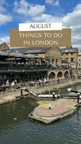 A listicle-style travel guide highlighting various events, exhibitions, and venues to visit in London during August. The creator provides a voiceover narration while showcasing B-roll footage of different locations, including afternoon tea spots, festivals, and immersive experiences.