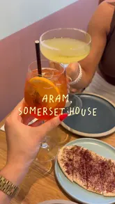 A short, aesthetic reel showcasing a visit to Aram by Imad in Somerset House, highlighting the interior, menu, drinks, and a variety of Eastern Mediterranean dishes.