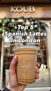 A listicle-style video where the creator visits five different London coffee shops to compare their Spanish Lattes, providing a quick visual tour of each venue and the drink.