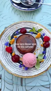 A montage video showcasing the summer menu and outdoor dining experience at a hotel and restaurant near Bath, featuring shots of various dishes and the surrounding gardens.