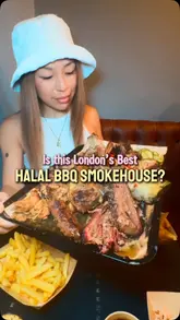 A review of Billy's Smokehouse in London, featuring a large meat platter, close-ups of the smoking process, and a taste test of various meats and a smash burger. The creator evaluates whether the venue lives up to the hype.