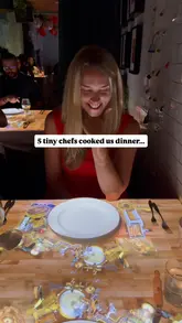 A promotional video showcasing the Le Petit Chef immersive dining experience in London, where 3D projection mapping creates a miniature kitchen on the dining table, with tiny animated chefs 'preparing' the courses before the real food is served.