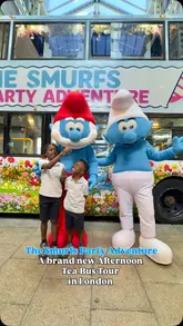 A promotional video for a Smurfs-themed afternoon tea bus tour in London. The video features children enjoying the themed food, activities on the bus, and views of London landmarks from the top deck.