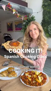 A creator documents their experience taking a Spanish cooking class at 'Cooking It' in Bristol. The video follows the process from arrival to cooking various dishes like paella and Basque cheesecake, highlighting the hands-on nature of the class and the final results.