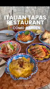 A promotional reel for Como Garden in London, showcasing a variety of Italian tapas-style dishes and the restaurant's interior, which is inspired by Lake Como.