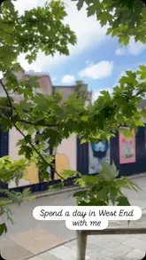 A 'day in the life' style reel showcasing a tour of various cafes, restaurants, and shops in Glasgow's West End, featuring breakfast, coffee, lunch, and dessert spots.