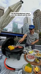 A video showcasing a unique floating BBQ boat experience in Canary Wharf, where guests can pilot the boat and cook their own food while cruising.