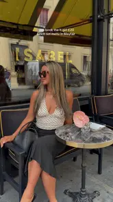 A creator visits Isabel Mayfair to showcase their £20 lunch set menu. The video features shots of the elegant interior, the various courses served (including duck croquettes, scallops, cod, chicken, and desserts), and the creator enjoying the meal.