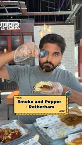 A promotional video for the opening of Smoke & Pepper in Rotherham, featuring a variety of burgers, wings, loaded fries, and mocktails. The creator highlights the 50% off opening offer while showcasing the food and the venue's interior.