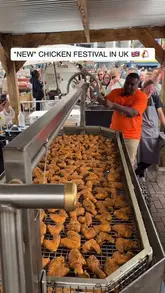 A high-energy promotional reel for the Roost Chicken Festival at Allianz Stadium, featuring a wide variety of fried chicken vendors, cooking demonstrations, and the creator sampling various dishes.