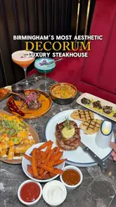 A high-quality promotional video for Decorum, a luxury halal steakhouse in Birmingham, featuring a tour of the elegant interior and close-up shots of various dishes and mocktails.