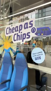 A promotional video for Northern Trains featuring a pop-up event at a chip shop in Manchester. The video highlights the affordability of train travel by comparing ticket prices to the cost of a portion of chips, featuring a spin-to-win game and a menu board.