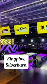 A group of friends visits Kingpins in Silverburn, showcasing the various activities like bowling, ice-free curling, and arcade games, alongside a spread of casual food and drinks.