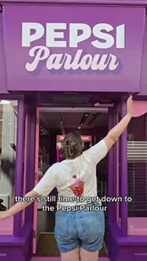 A creator visits the Pepsi Parlour pop-up in Brighton, showcasing the immersive experience, photo booth, merchandise, and ice cream floats.