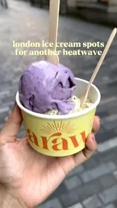A listicle-style video showcasing three different ice cream and gelato spots in London, highlighting unique flavours and collaborations to help beat the heat.