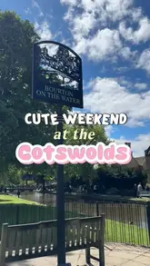 A travel montage showcasing a weekend trip to the Cotswolds, featuring visits to various villages, cafes, restaurants, and activities like a model village and a spa.
