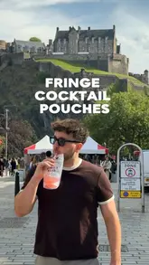 A creator visits Kimpton Charlotte Square in Edinburgh during the Fringe Festival to showcase their portable cocktail pouches, highlighting the convenience and novelty of the product.