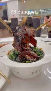 A montage of various Cantonese dishes, including dim sum, roast duck, and desserts, at 88 Banquet in St Katharine Docks.