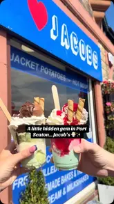 A video review of Jacob's in Port Seaton, showcasing a variety of menu items including paninis, baguettes, smoothies, ice cream sundaes, and traybakes. The creator highlights the quality of the food and the welcoming atmosphere of the cafe.