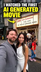 A creator visits the Electric Cinema in London to watch an AI-generated movie, highlighting the venue's unique luxury seating and food service, while promoting the Artlist platform.