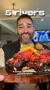 A creator reviews the food and atmosphere at Five Rivers, a sports bar in Bevois Valley, Southampton, highlighting their mixed grill and butter chicken.